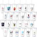 Skylety 24 Pcs Funny Employee Appreciation Cups Gifts Bulk 24oz Employee Plastic Tumblers with Lids and Straw, Office Group Management Team Gifts Work Awards for Staff Coworker(Transparent)