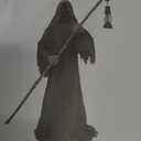 Haunted Hill Farm Motion-Activated 6-Ft. Tall Ghostly Guide, Plug-in Talking Scare Prop Animatronic with Spooky Sound Effects and Lights for Indoor or Covered Outdoor Creepy Halloween Decoration