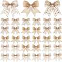 WILLBOND 30 Pcs Natural Knot Burlap Bows for Wreath, Tree, Farmhouse, Holiday Decor - Classic Style