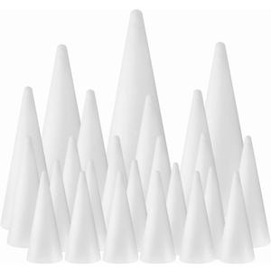 FFchuanhe 24-Pack Craft Foam Cones, Foam Tree Cones, Assorted Sizes White Polystyrene Cones Shaped Foam (4.6.8.10.12in), for Arts and Crafts, Christmas Tree, Wedding, Birthday, DIY Home Craft Project