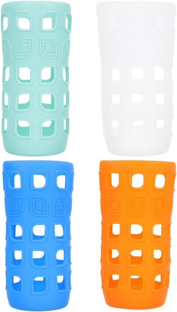 DOITOOL Silicone Bottle Sleeves 4 Pack - Protective Sports Water Bottle Covers Heat Insulation Slip Resistant Sleeves for Glass Bottles 5.90 X 2.55 X 2.55 Inches