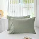 MILDLY Standard Pillowcases Mist Sage - 100% Washed Microfiber Super Soft and Cozy Pillow Cases Set of 2 with Envelope Closure 20x26 Inches