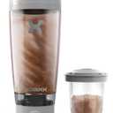 Promixx Pro Shaker Bottle | Rechargeable, Powerful for Smooth Protein Shakes | includes Supplement Storage - BPA Free | 20oz Cup (Cool Gray)