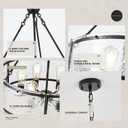 6-Light Glass Drum Chandelier for Dining Room Entryway, 24.4" 6-Light Chandelier