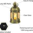 Mini Lantern with Flickering LED Candles Set of 10, Hewory Gold Vintage Decorative Hanging Candle Lanterns for Halloween, Christmas, Wedding Decorations, Party, Table Centerpiece, Battery Included