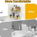 Gold Corner Adhesive Shower CaddyRustproof Stainless Steel Corner Shower Shelves for Bathroom Kitchen, No Drilling Wall Mounted Shower Rack for Inside Shower, 5 Pack
