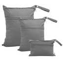 babygoal Wet Dry Bags for Baby Cloth Diapers, Washable Travel Bags, Beach, Pool, Gym Bag for Swimsuits & Wet Clothes with Two Zippered Pockets 3 Pack(S,M,L), 3SML01 (Grey)