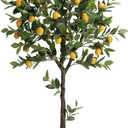 5ft Tall Artificial Lemon Tree with Fake Lemons Floor Plants Artificial for Decor Realistic to Indoor Home Office Fauxe Lemon Tree, Yellow