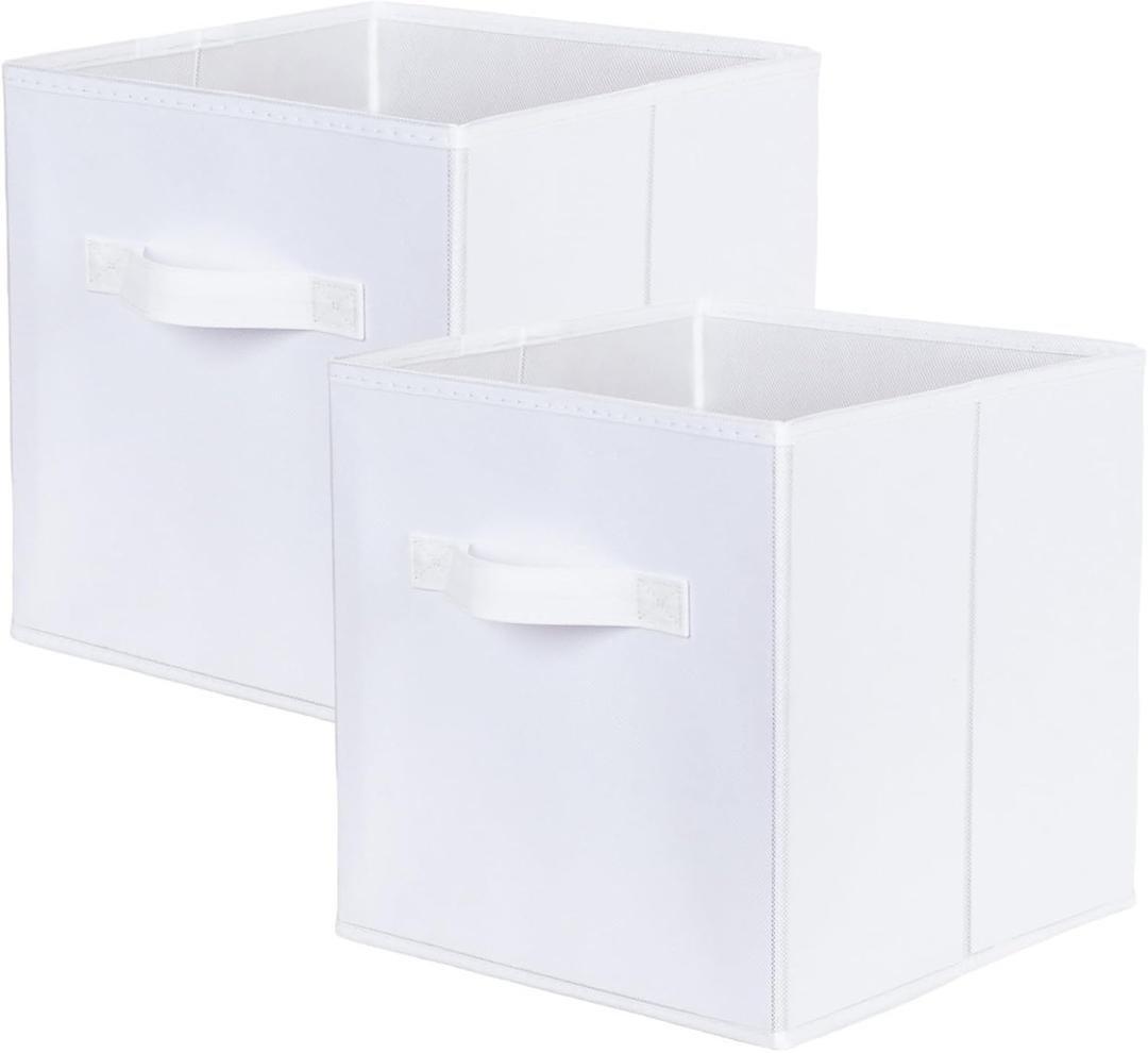 ShellKingdom Storage Bins, Foldable Fabric Storage Cubes and Cloth Organizer Drawer for Closet and Toys, 2 Pack (White)