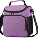 Lunch Box for Men,Insulated Lunch Bag Women with Adjustable Shoulder Strap, Cooler Bag with Drinks Holder for Adult Work Picnic Beach Workout (Medium, Purple)