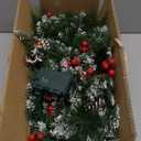 Christmas Garland with Lights - 9FT Pre-Lit Flocked Garland with 30 LED Bulbs, Red Berries, Pine Cones, Artificial Pine Battery Operated Garland for Fireplace, Staircase, Indoor & Outdoor Decoration