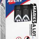 Marks-a-lot Avery Permanent Marker, Regular Chisel Tip, Black (07888), 12 markers