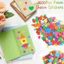 1600Pcs Foam Stickers,8 Colors Foam Shape Stickers for Kids Crafts Self Adhesive,Star Heart Circle Geometric Stickers for Preschool DIY Art Supplies Project Home Party Decorations 16 Sheets(Geometric)