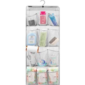 Mesh Shower Organizer Hanging Caddy Quick Dry Bathroom Storage for Toiletry Accessories with Rotating Hanger (12 Pockets)