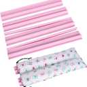 Mahjong Racks with Pushers, Pink Wooden American Mahjong Tile Pushers and Racks Set of 4, with White Printed Mahjong Racks Drawstring Bag, Mahjong Accessories (19.68 Inches), 19.68 inches x 2.55 inches x 1.06 inches
