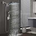 10 Inch Shower Head, Rain Shower Head with Adustable Extension Arm, Detachable Rain Shower Head with Handheld spray High Pressure Shower Hose with Holder in Bathroom (Silver)