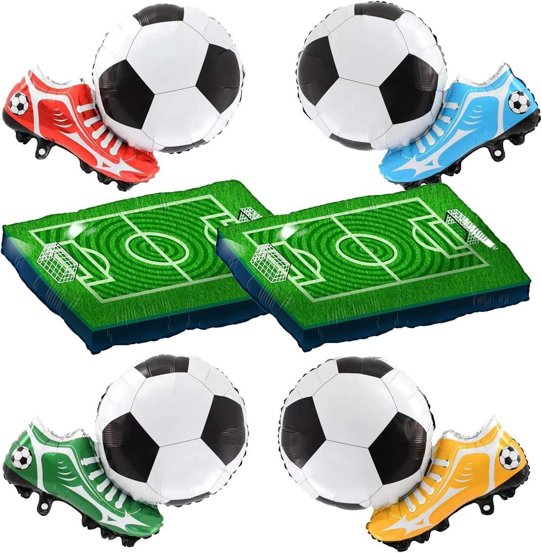 2 x Soccer Party Decoration Balloon Set,Soccer Ball/Football Sneaker Shoes Foil Balloons For Kids Soccer Birthday Party Decor/Game Day/World cup party Supplies