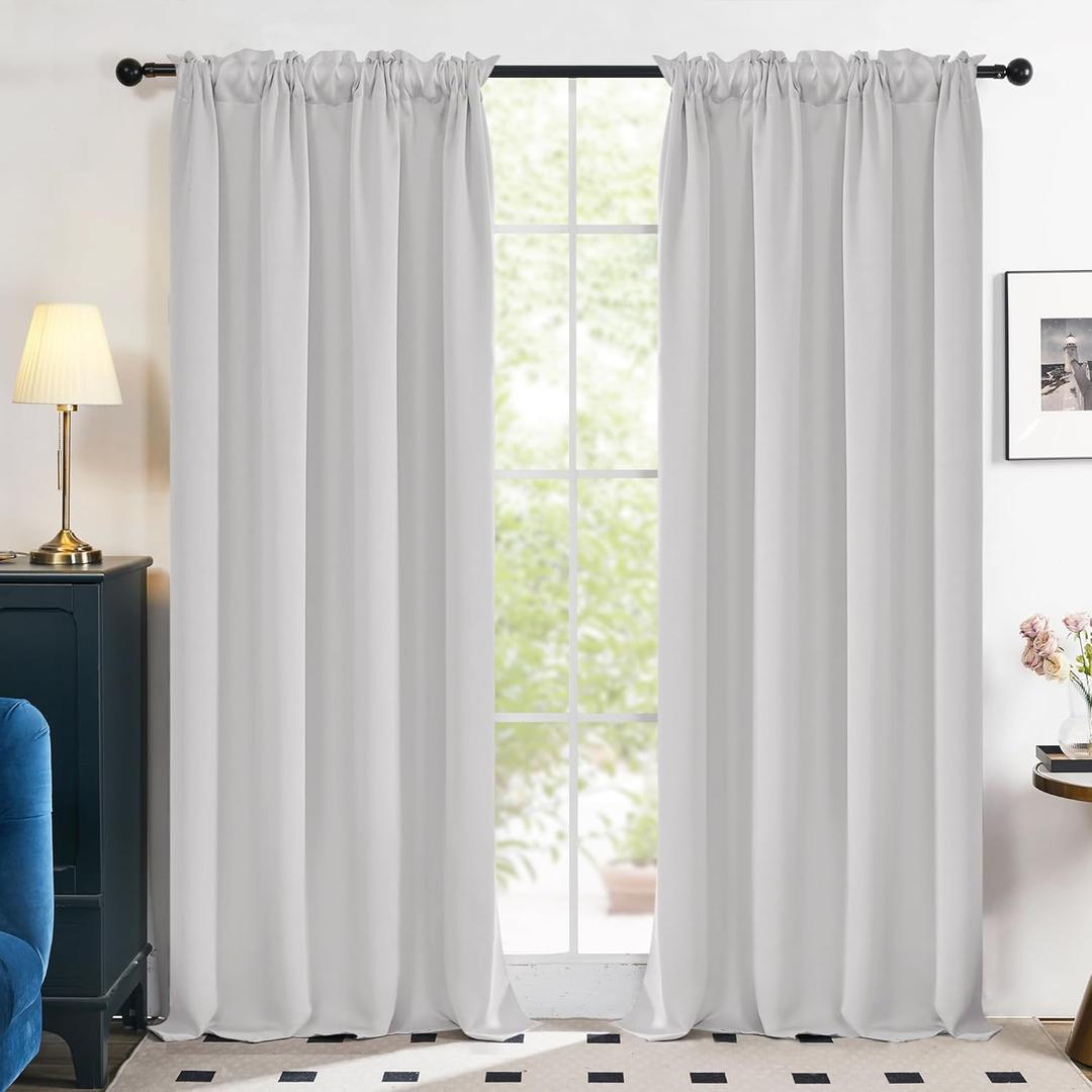 Deconovo Blackout Curtains for BedroomThermal Insulated, Noise-Reducing, Energy-Efficient Drapes for Privacy & SoundproofingIdeal for Parents, Seniors52W x 84L Inch, Greyish White, 2 Panels (52"W x 84"L (Pack of 2), Greyish White)