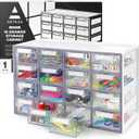 Arteza 16 Drawer Organizer and Storage Cabinet  Clear Plastic, Stackable Drawers for Makeup, Crafts, Sewing, Office Supplies, Small Parts & Tools.
