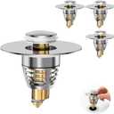 (4-Pack) Universal Bathroom Sink Stopper with Anti-Clog Basket Filter, Fit for 1.1"-1.6" Drain Holes, Sink Pop Up Stopper, Washbasin Drain Stopper, Tool-Free Installation