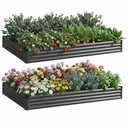 Rujkodvh 2PCS 6x3x1 FT Rectangle Metal Raised Garden Bed Kit, Elevated Garden Planter Box Outdoor, Large Planters for Outdoor Plants, Flower, Vegetables, Fruit, Herbs (Dark Gray)