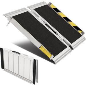 Portable Wheelchair ramp 2FT,Non-Slip Aluminum Threshold ramps for Home Steps,Folding Handicap Ramp,ramps for Home,doorways,Stairs,Weight Capacity up to 800LBS (2FT (Usable Height 2-6 inch))