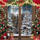 Dudaacvt 8x6ft Christmas Window Backdrop for Photography Xmas New Year Merry Background Christmas Family Holiday Party Banner D682