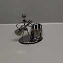 MyGift Decorative Gunmetal Gray Metal Desk Pen Holder Cup with Rocker and Guitar Design, Office Supplies Organizer Pencil Cup