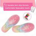 EUXTERPA Girls Glitter Light Up Waterproof Rain Boots Toddler Kids Rainbow Boots with Easy On Handles (3 Big Kid)