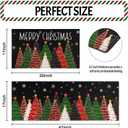 Black Merry Christmas Tree Kitchen Mats Set of 2,Xmas Star Winter Seasonal Farmhouse Home Decor Low-Profile Kitchen Rugs for Floor 17x30+17x47 Inch