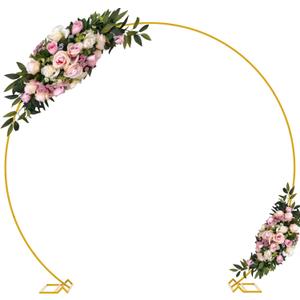 Wokceer 9.2 FT Large Circle Balloon Arch Stand Gold Metal Round Arch Backdrop Stand for Wedding Ceremony Birthday Party Bridal Shower Anniversary Background Decoration