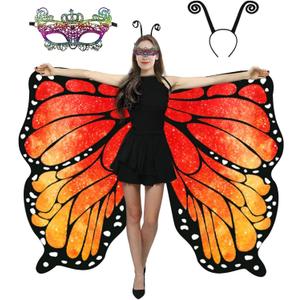 Double-Sided Printing Butterfly Costume for Women, Halloween Costumes Adult Butterfly Wings for Women (#019)