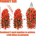 Sggvecsy Artificial Fake Hanging Flowers Plants for Outdoor Outside Spring Summer Decoration 4PCS Faux Silk UV Resistant Realistic Morning Glory Trailing Vines for Home Porch Patio Balcony(Orange)