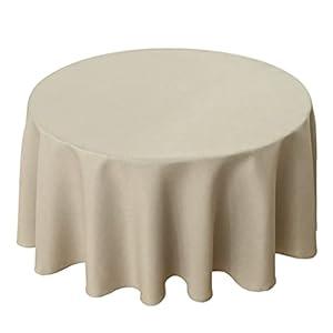 Biscaynebay Textured Fabric Round Tablecloths 90 Inches in Diameter, Natural Water Resistant Tablecloths for Dining, Kitchen, Wedding, Parties etc. Machine Washable