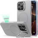 ESR for iPhone 16 Pro Max Case, Silicone Case with Stand, Compatible with, Built-in Camera Stash Stand, Magnetic Phone Case for iPhone 16 Pro Max, Cloud Series, Grey