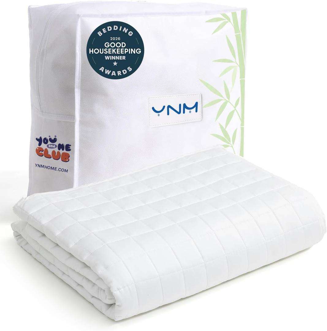 YnM King Size Cooling Weighted Blanket for Adults (88x104 Inches, 25 Pounds, White), Perfect for Hot Sleepers with Cooling Rayon/Glass Beads, Heavy Bed Blanket for Couple on Queen or King Bed