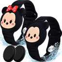 2 Pack AirTag Holder for Kids, Waterproof Airtag Bracelet for Kids with Cute Cartoon Design, Full Coverage Anti-Lost Silicone Airtag Wristband for Children, Healthy Material (Black)