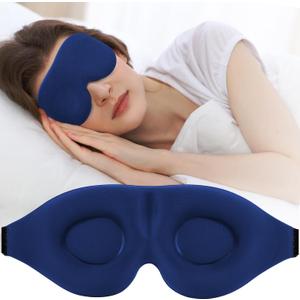 ZGGCD Sleep Mask for Side Sleeper, Light Blocking Sleeping Eye Mask for Women Men, 3D Contoured Cup Night Blindfold, Luxury Eye Cover Eyeshade with Adjustable Strap for Travel, Nap, Blue