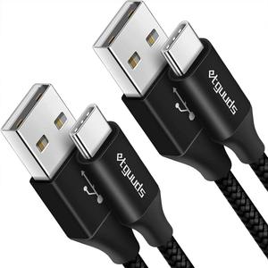etguuds USB to USB C Cable 2ft, 2-Pack USB A to Type C Charger Cord Fast Charging for Samsung Galaxy A17 A16 A15 A26 A36 A56, S25 S24 S23 S22 S21 S20 S10 Note 20, for iPhone 17 16 15, Moto, Black