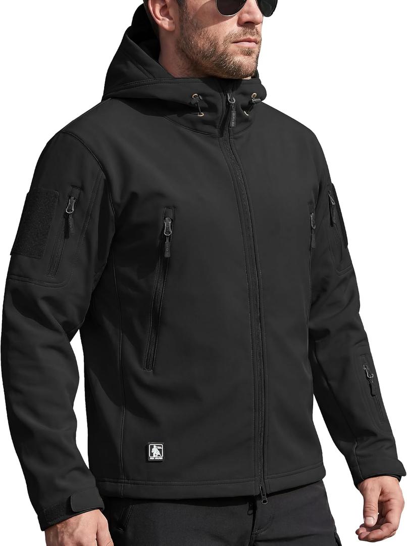 FREE SOLDIER Men's Outdoor Waterproof Soft Shell Hooded Military Tactical Jacket XL