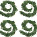 4-Pack Christmas Garlands for Decorating, 6FT Real Touch Norfolk Pine Garlands, Christmas Greenery Garland for Staircase, Fireplace, Wall, Porch, Home Holiday Outdoor Indoor Xmas Decor