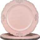 Spsyrine Antique Pink Charger Plates Set of 6, 13" Embossed Chargers for Dinner Plates, Wedding, Party