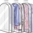 MISSLO 10" Gusseted All Clear Garment Bags for Hanging Clothes 3 Packs 40" Suit Bags for Closet Storage Hanging Clothes Storage Suit Cover for Shirts, Coats, Dresses