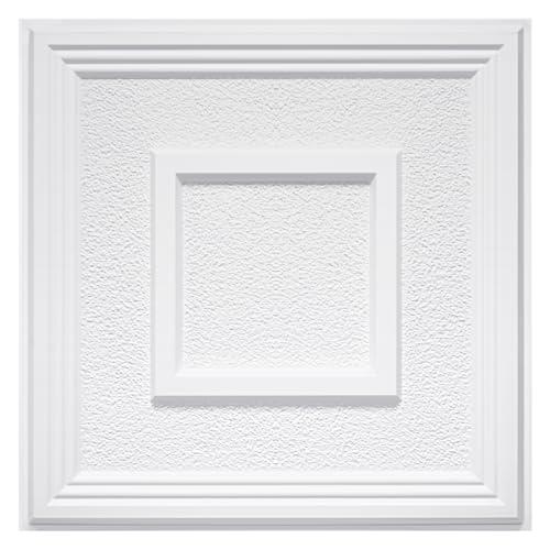 STICKGOO PVC Ceiling Tiles, 2'x2' Glue Up Ceiling Panel Popcorn Textured White to Prevent Breakage Cover 48 Sq. Ft, Pack of 12 Tiles - Amazon.com