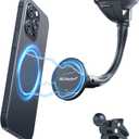 PROfezzion Suction Cup & Vent Clip Combo Magnetic Phone Holder Compatible with MagSafe on Car Windshield, Dash or Vent for iPhone 17 16 15 14 13 12 Pro Max, Mag-Safe Case & All Phones [Aluminum Rod]