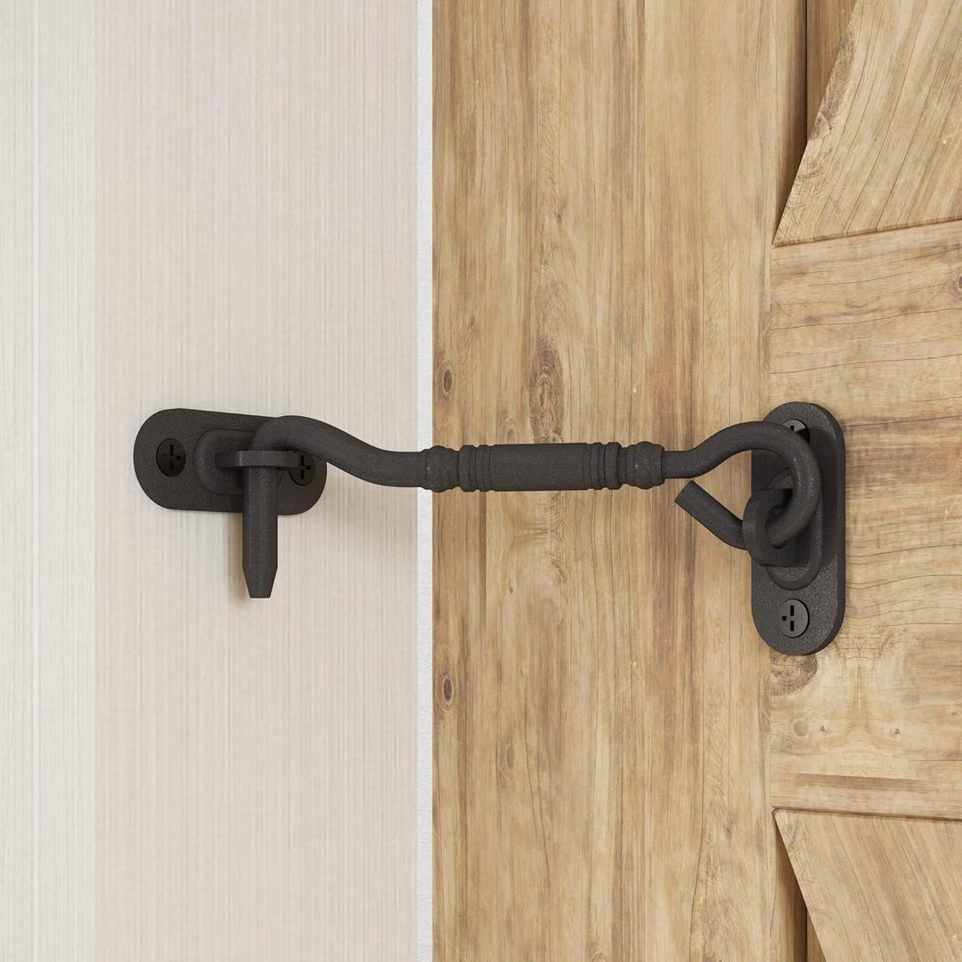 skysen 4 Privacy Hook Latch for Sliding Barn Door, Black(2802)