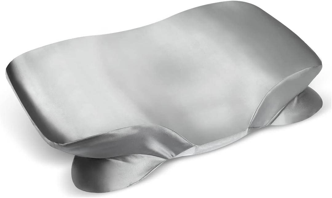 Satin Pillowcase for Zelimun Cervical Pillow, Ergonomic Case, Smooth & Soft Sleeping Pillowcase, Gray Pillow Cover with Zipper