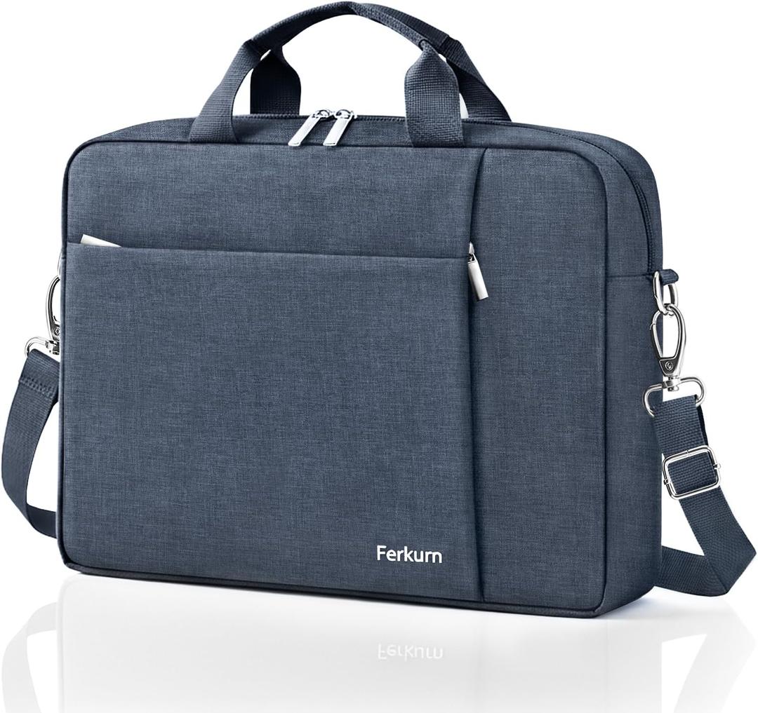 Ferkurn 17 17.3 Inch Laptop Bag Women Men Compatible with HP Envy Pavilion Omen/LG Gram/MSI/Dell Inspiron XPS/Lenovo Thinkpad/Acer, Shoulder Strap Carrying Briefcase Messenger Computer Bag Case, Grey