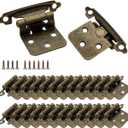 Antique Brass Self Closing Cabinet Hinges for Kitchen Cabinet, 24 Pack(12 Pairs) 1/2" Overlay(Variable) Cabinet Hinge for Cabinet Door, Semi Concealed Face Flush Mount Cabinet Hinges with Screws