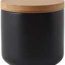 Food Storage Canister, Ceramic Kitchen Canisters with Airtight Seal Bamboo Lid, Food Storage Jar for Tea, Coffee Bean, Spice, Sugar 260ml/ 800ml/ 1000ml (260ml-8.2 x 8.3cm) (Black)